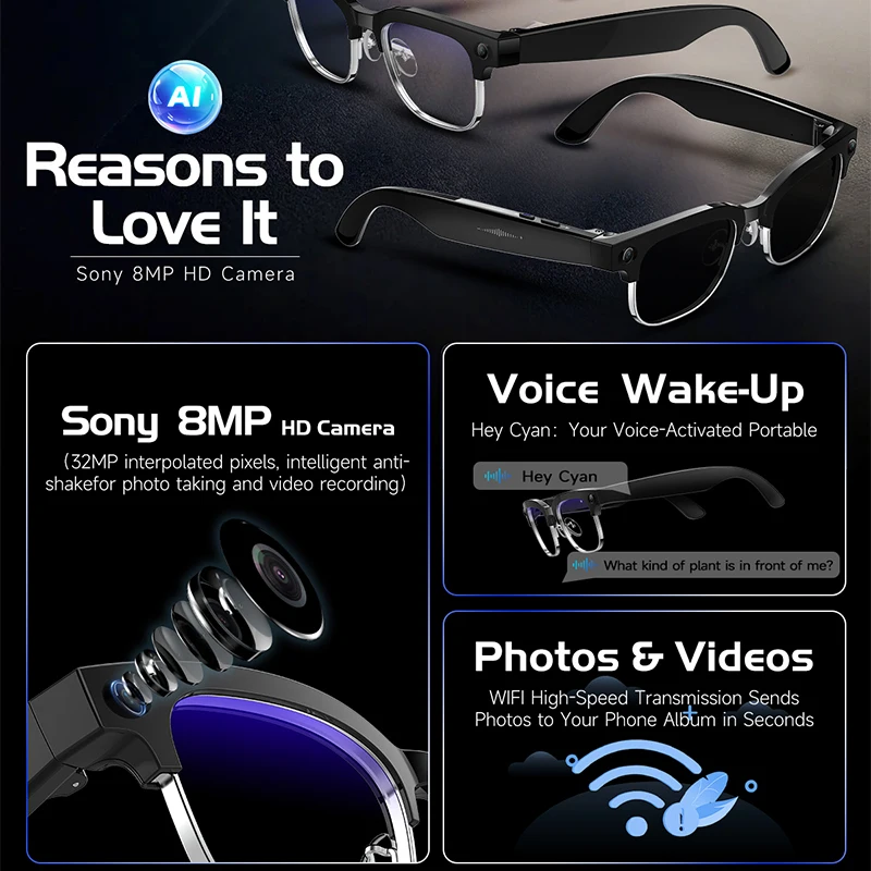 AI Smart Translation Glasses W - Audio Music Recognition 评论和价格
