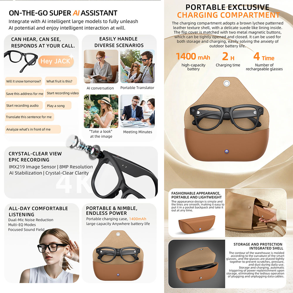 2026 AI Smart Glasses with Cam - Audio Music Recognition 评论和价格