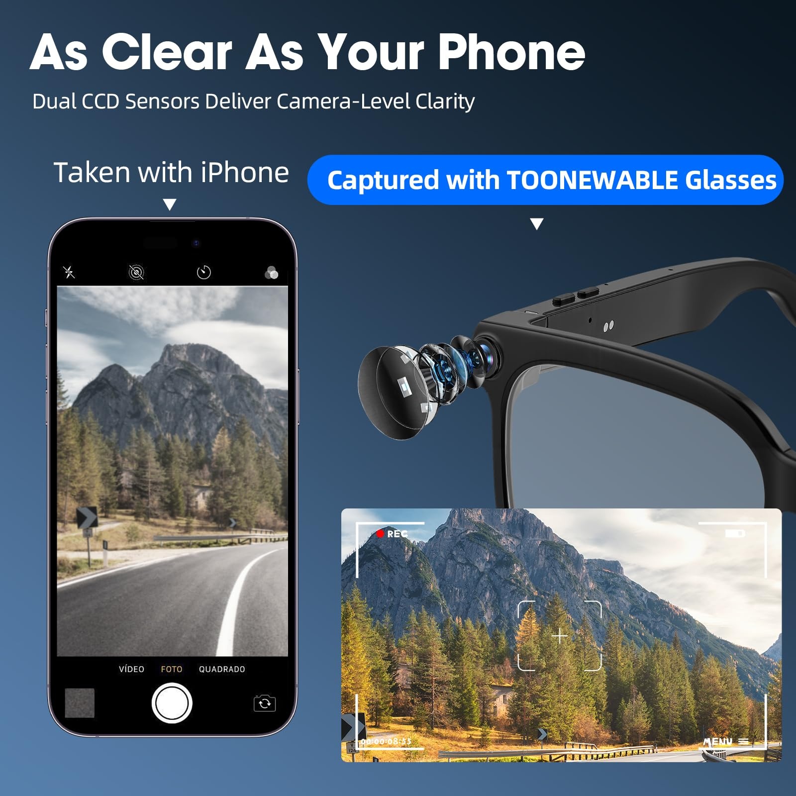 Smart camera glasses, 8-megapi - Audio Music Recognition 评论和价格