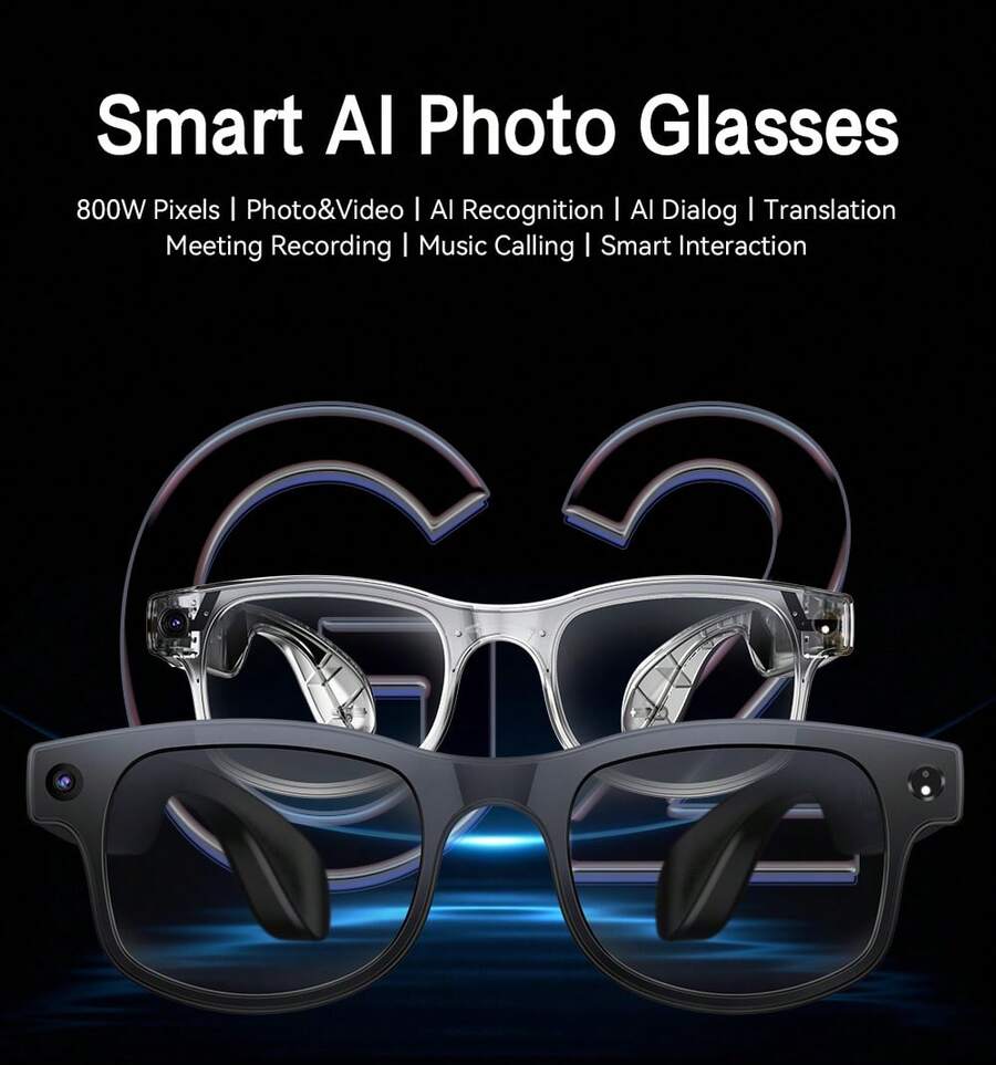 AI Smart Glasses With 8MP HD C - Audio Music Recognition 评论和价格