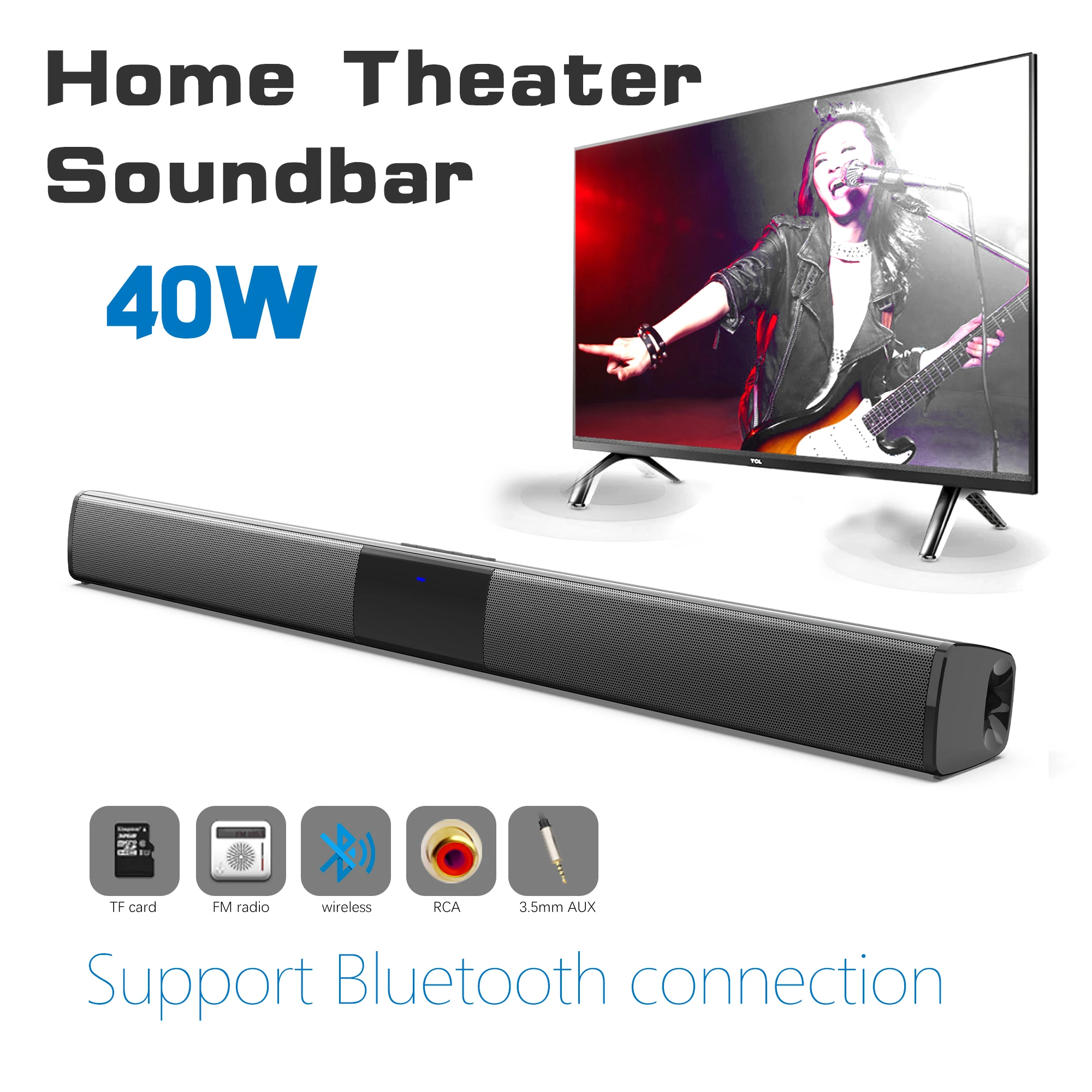 40W High Power Soundbar for TV - Audio Music Generator 评论和价格