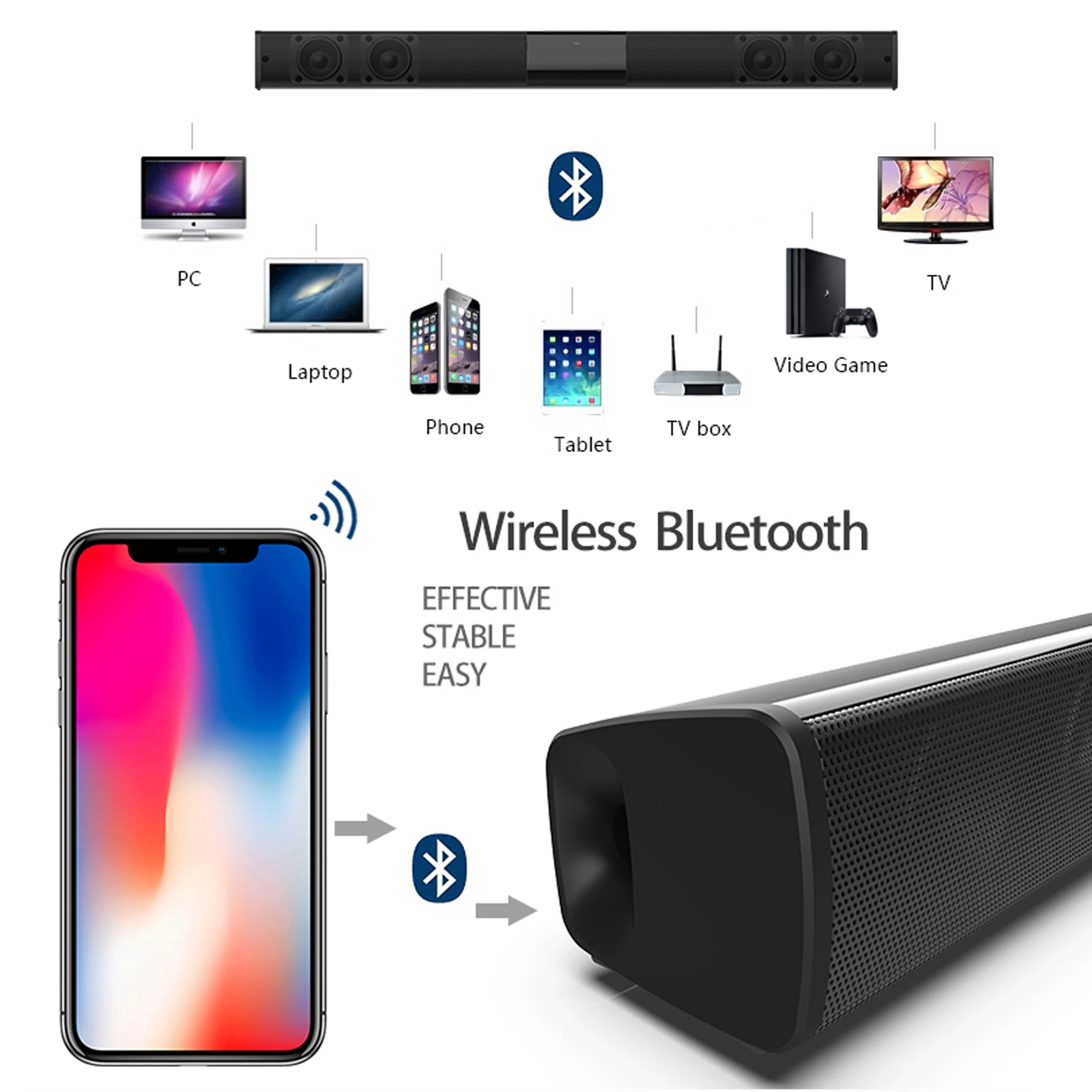 40W High Power Soundbar for TV - Audio Music Generator 评论和价格