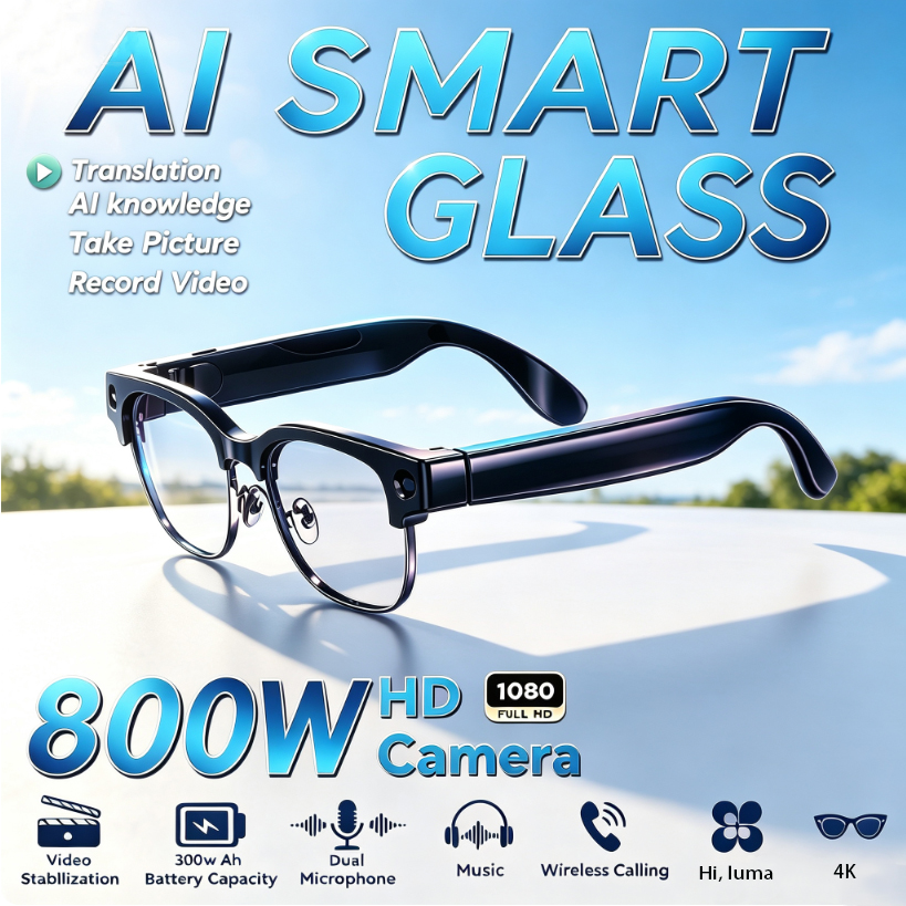 800W HD Pixel Smart Glasses Me - Audio Music Recognition 评论和价格