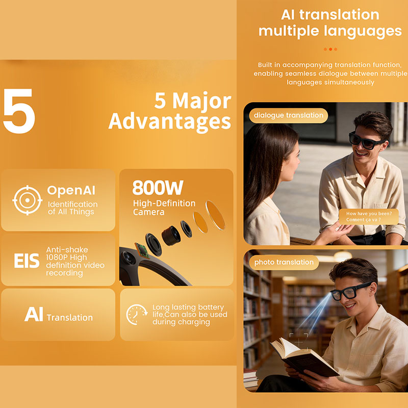 AI Smart Glasses 800W Camera A - Audio Music Recognition 评论和价格