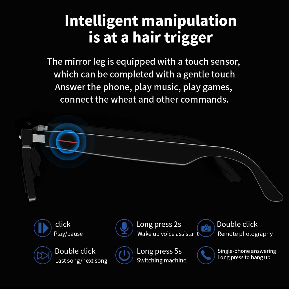 SENBONO E13 Smart Glasses:Blue - Audio Music Voice 评论和价格